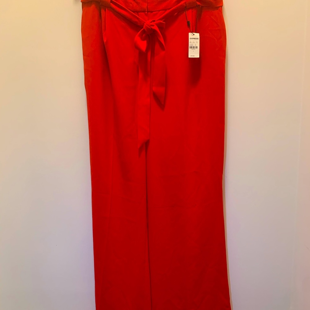 Bright Red High-Rise Wide Leg Pants! Size Large